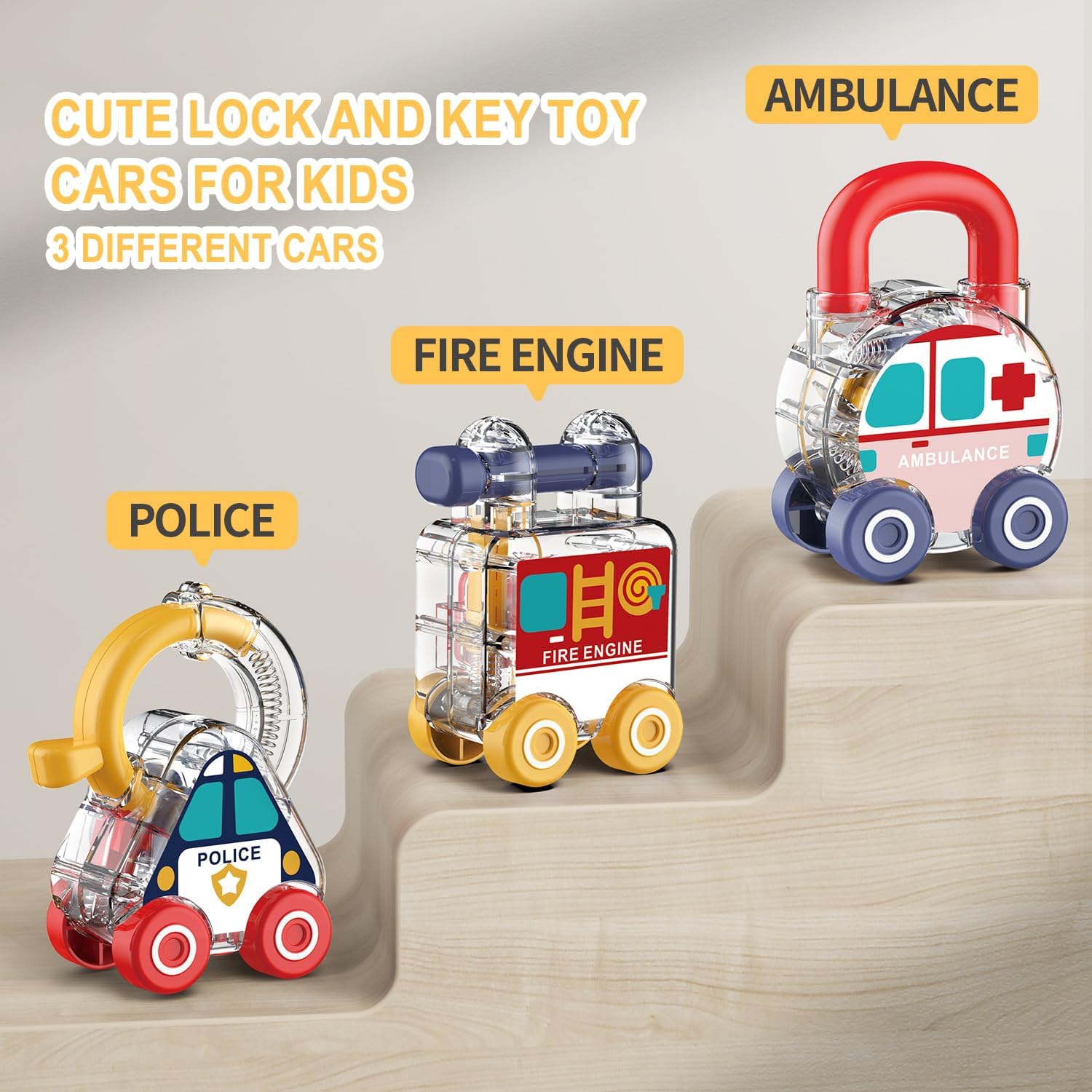 Transparent Transport and Shape Recognition Lock and Key 3 pieces - 03B