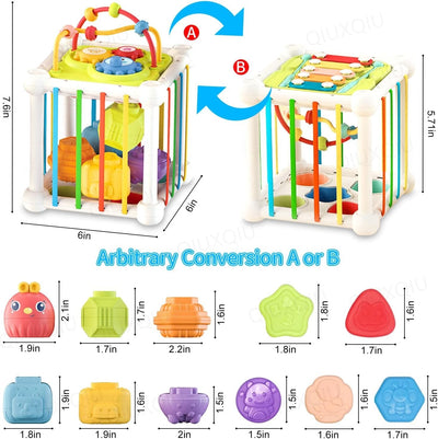 Cubo de aprendizaje de formas y actividades multifunción para bebés - 03C