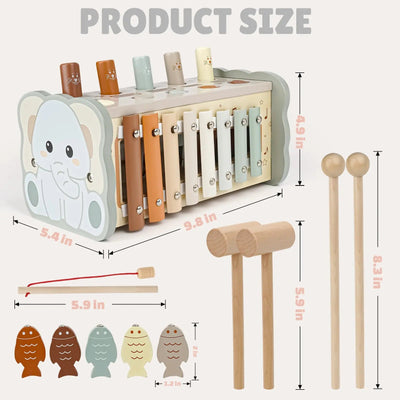 Juego de juguetes musicales sensoriales Fidtoy para niños pequeños - Juguete educativo de madera Montessori
