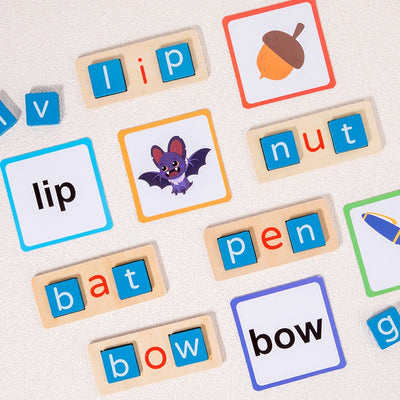 Cartes flash de mots visuels Blocs de lecture en bois pour la maternelle - 979
