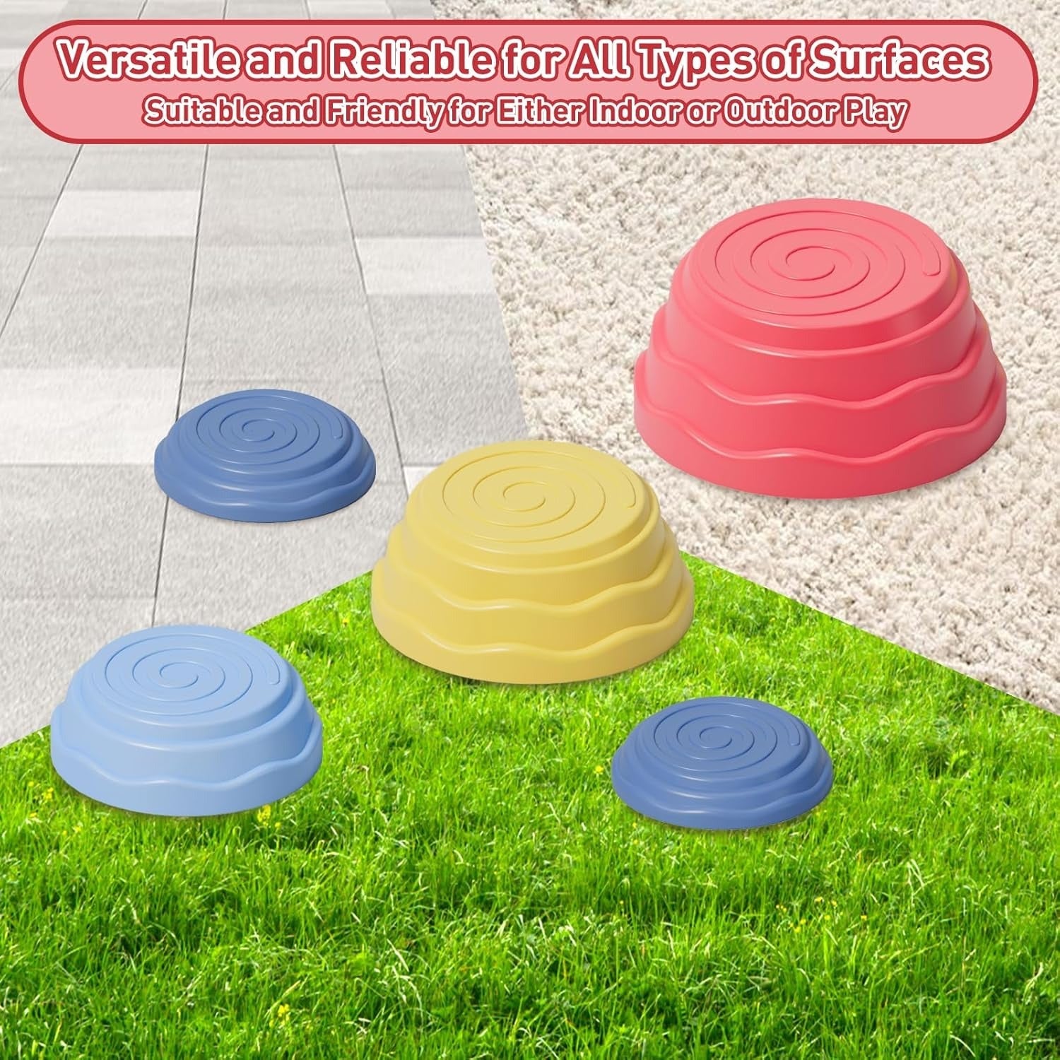 Stepping Stones for Kids Non-Slip Balance River Stones Sensory - 5 pieces
