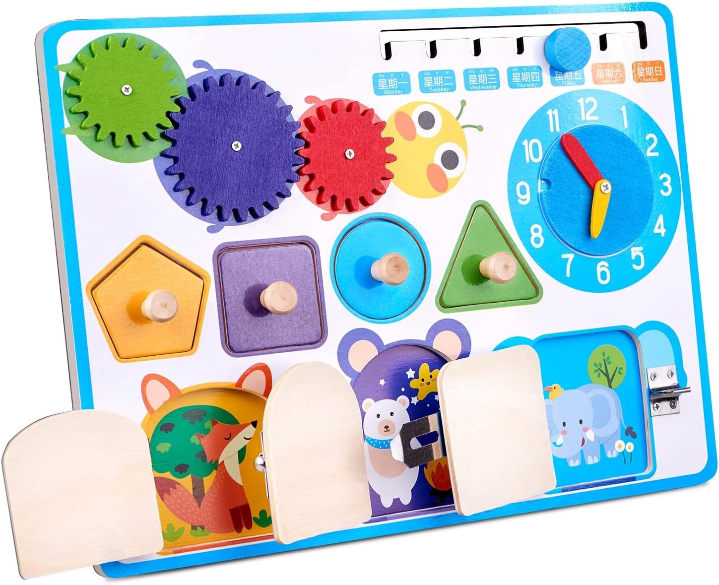 Wooden Shape Sensory Activity Busy Board - 000