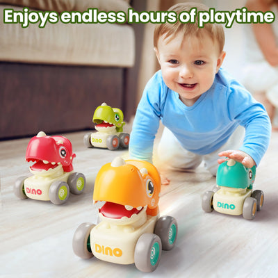 Fidtoy Jouet de voiture Dinosaure à presser et avancer avec sifflet pour les tout-petits