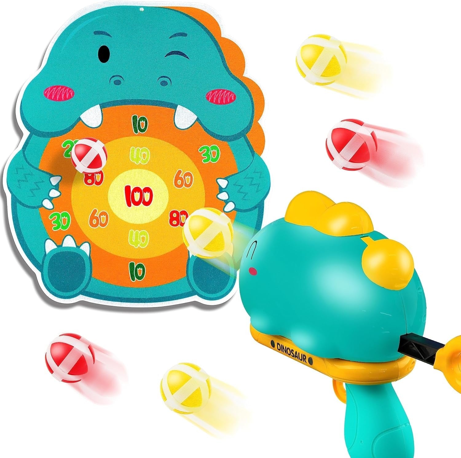 Juego de tiro al blanco con tablero de dardos y bolas adhesivas de dinosaurio - 681