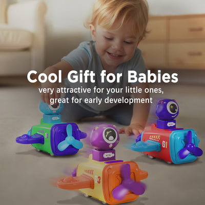 Fidtoy Press to Go Airplane Car Toys Set for Toddlers