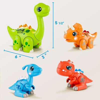 Juego de juguetes armables de dinosaurios Fidtoy con luces y sonidos para niños pequeños