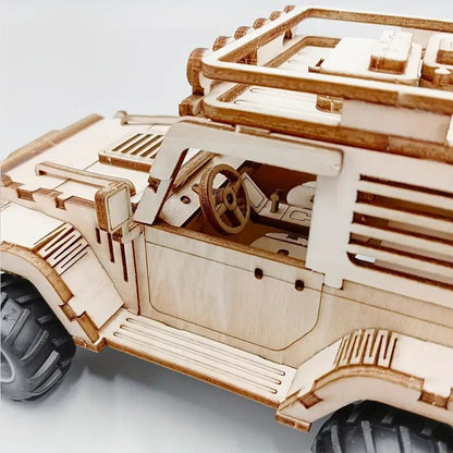 3D Wooden Mechanical Jeep Pull Back 125 Piece - 802