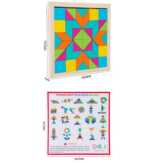Wooden Geometrical Shapes Pattern Tangram Puzzle - 533