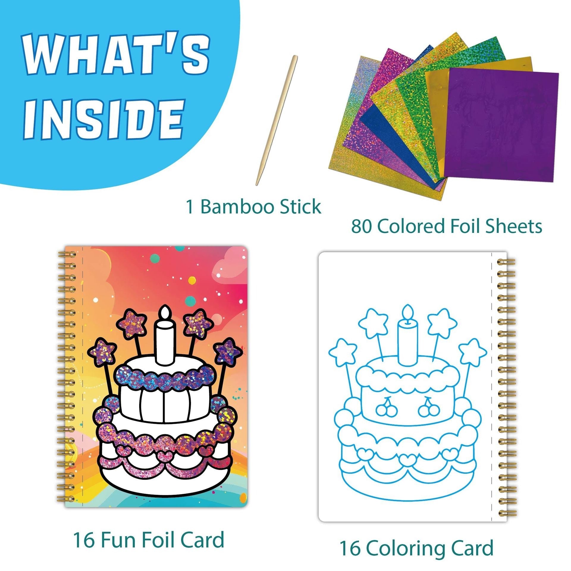 Foil Art Craft Kit | Sparkly Birthday-Themed Creative Set for Kids