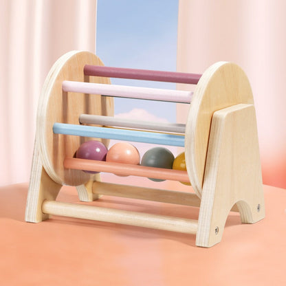 Wooden Montessori Rolling Ball Tracker Spinning Drum Sensory Toy