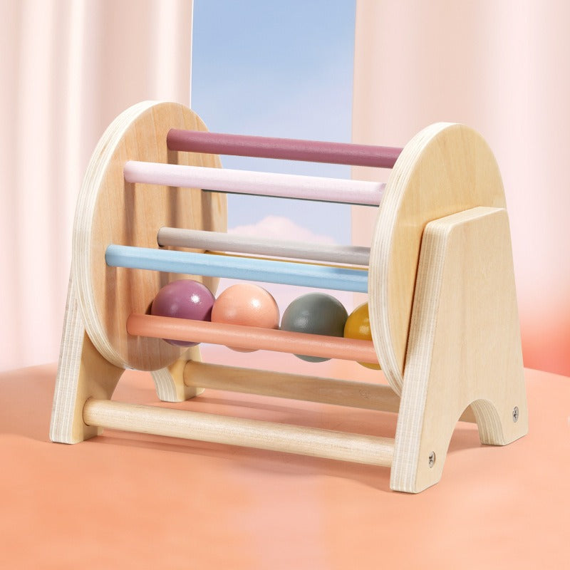 Wooden Montessori Rolling Ball Tracker Spinning Drum Sensory Toy