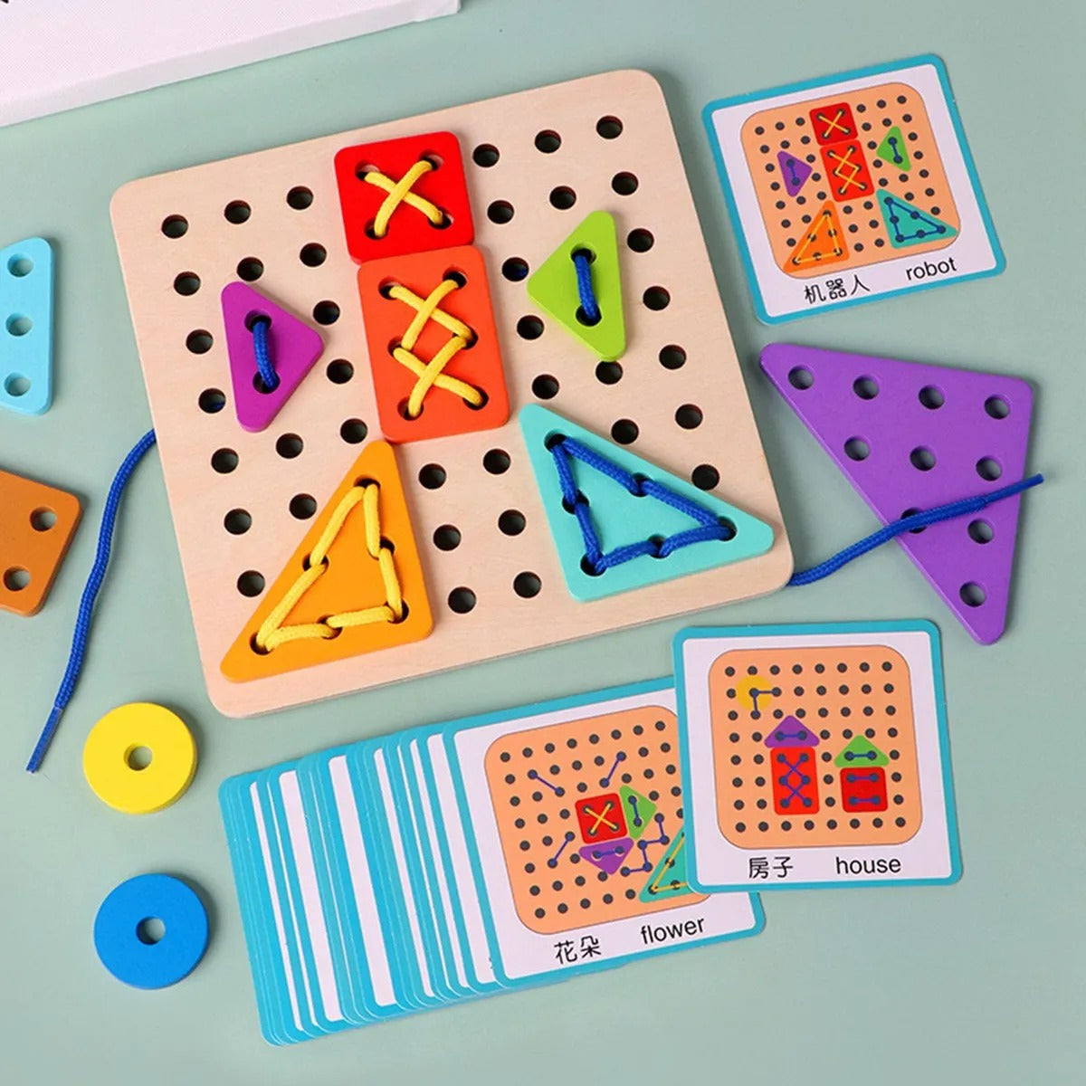 Wooden Rope Shape Lacing Pattern Kit - 966