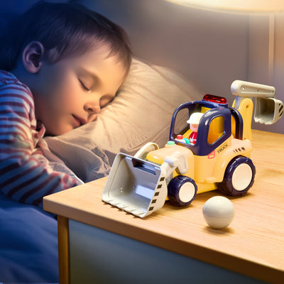 Camión de construcción teledirigido Fidtoy con luces y sonidos para niños pequeños