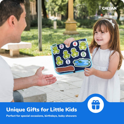 CHEFAN Felt Board for Toddlers, Felt Pieces Storytelling Flannel Board with 5 Little Ducks, 5 Little Monkeys and 5 Green Speckled Frogs Stories for Preschool Activities, 4 Sets