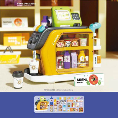 Set de Café de Juguete de Simulación Multifuncional 3 en 1 con Caja Registradora - L94