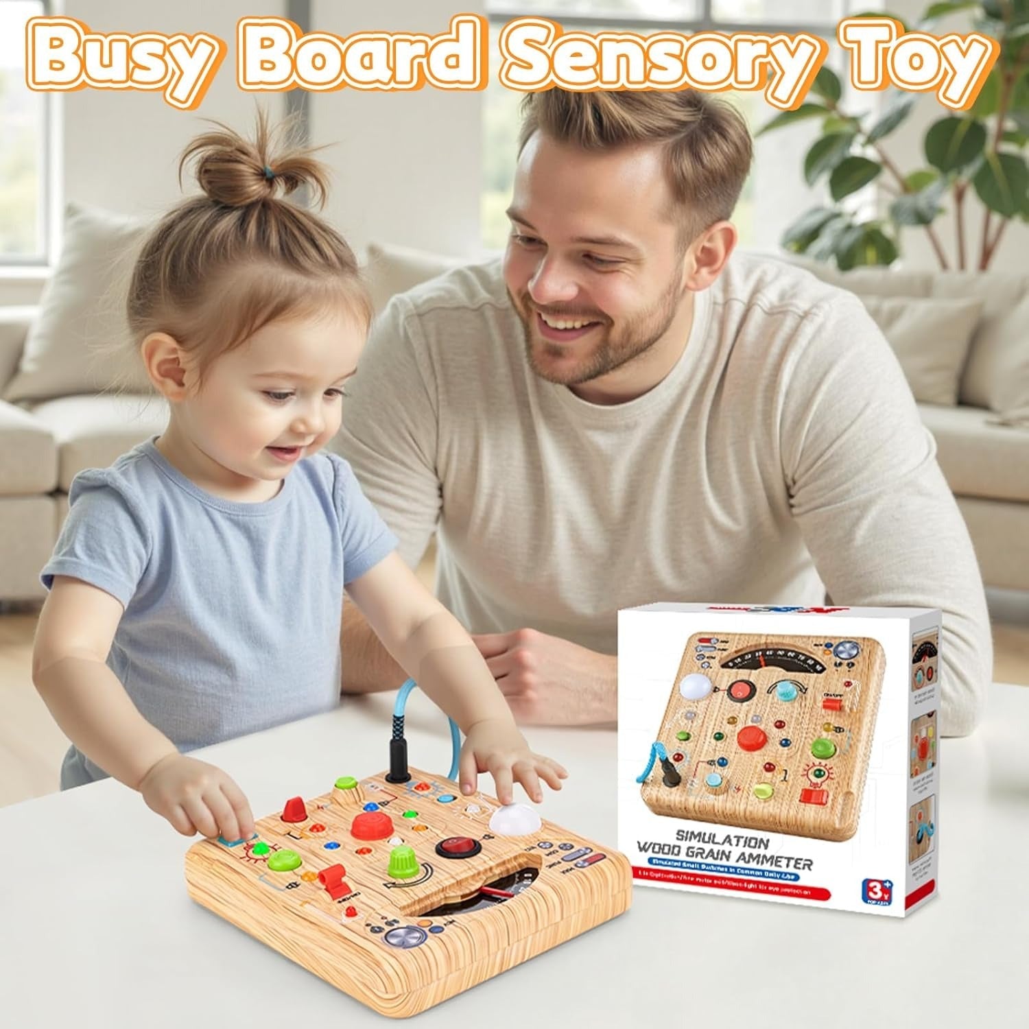 LED Lights Simulated Ammeter Activity Wooden Busy Board - 212