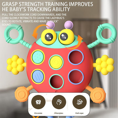 Cute Colorful Ladybug String Pull Sensory Rattle - 368