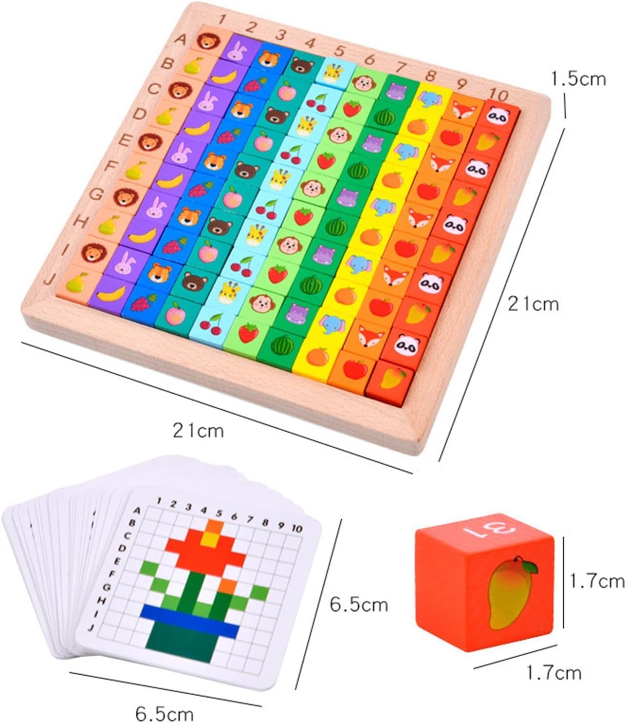 Wooden Multifunctional Number, Alphabet and Animals Pattern Blocks - 096
