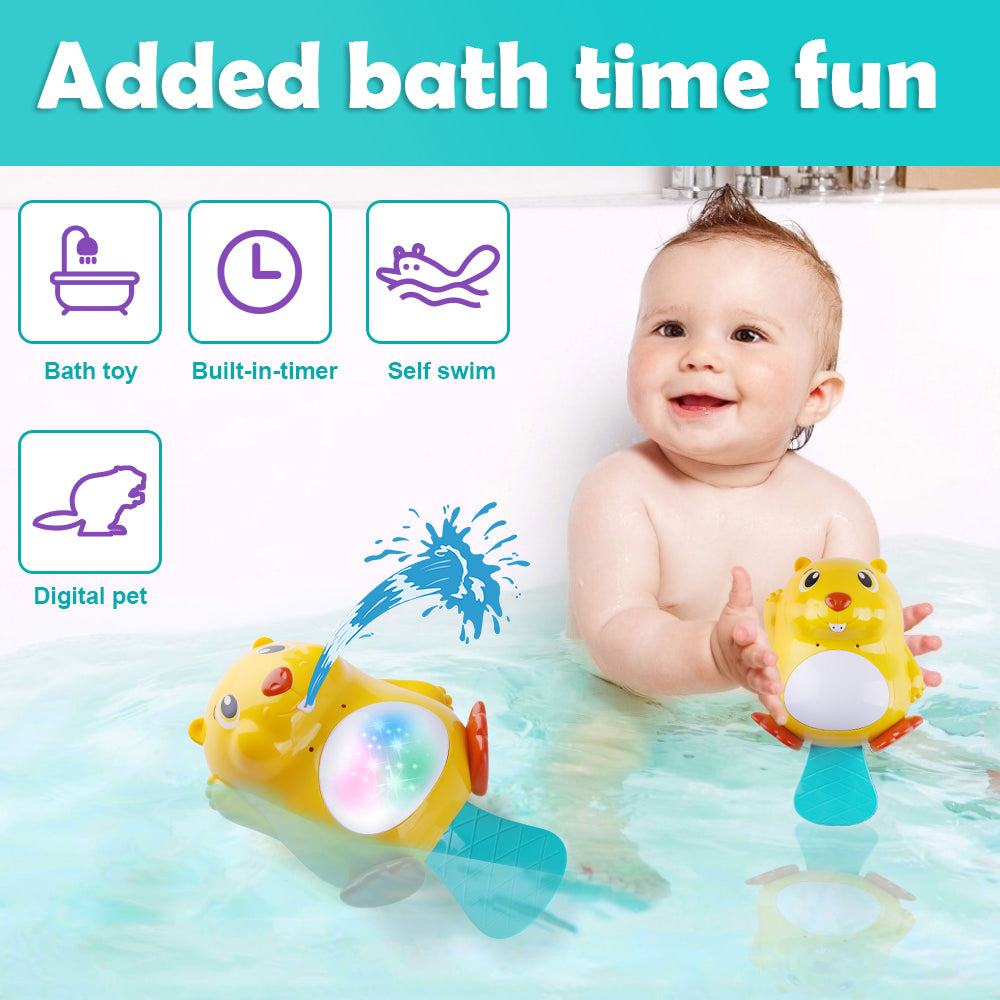 Fidtoy Jouet de Bain Castor avec Jet d'Eau et Lumières