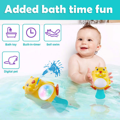 Fidtoy Jouet de Bain Castor avec Jet d'Eau et Lumières