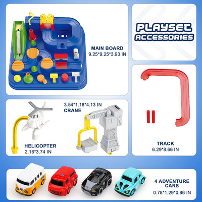 Fidtoy Car Adventure Track Set with 4 Mini Cars for Kids