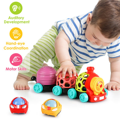 Juego de tren rodante con sonajero Fidtoy para bebés de 6 a 12 meses