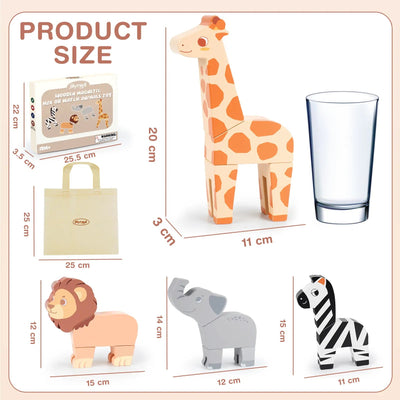 Fidtoy 16 pièces Animaux de la jungle magnétiques à assembler pour les 1-5 ans