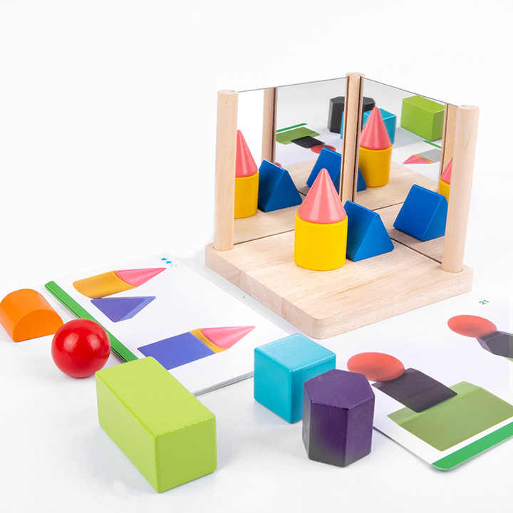 Mirror Wooden 3D Shape Pattern Blocks - 893