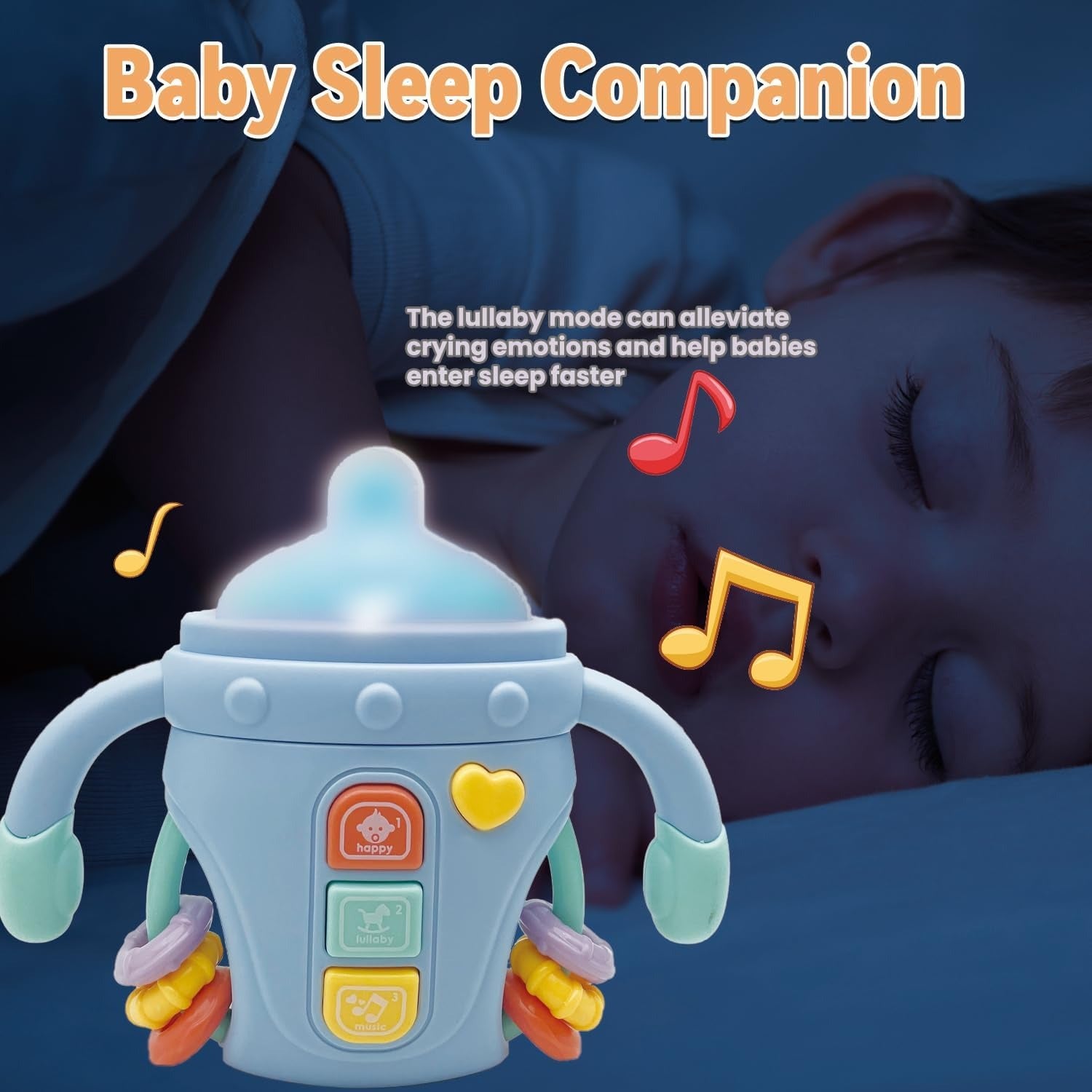 Bouteille de confort mignonne Lumière et musique Jouet sensoriel pour bébé - 802