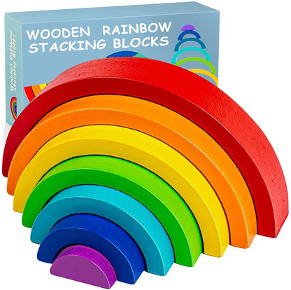 Wooden Small Rainbow Stacking Blocks - 7 Pieces - 941