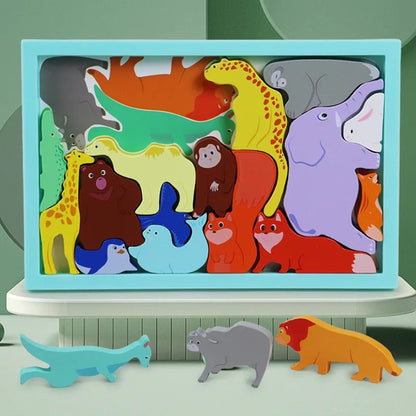 Wooden Logical Challenge Tray Blocks Game - Random Puzzle