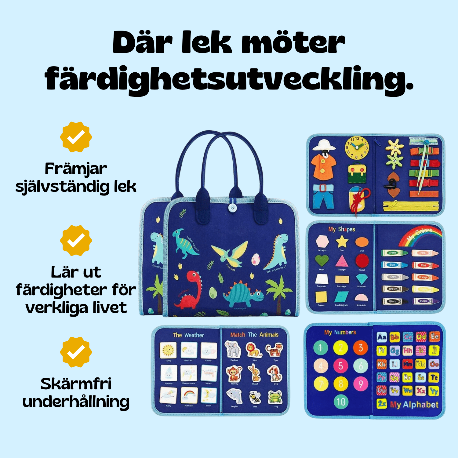 Fidtoy Montessori Busy Board for Toddlers 25-in-1 Early Learning Activity Toy