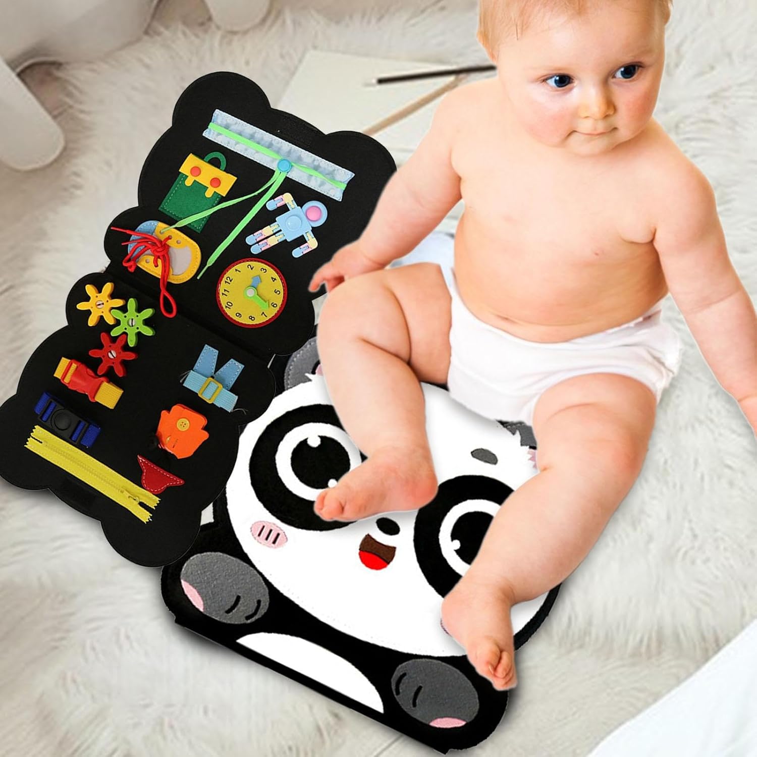 Imtrub Fieltro Panda,Bonito Juguete Cuentos Fieltro Pandas | El Aula Preescolar Debe Tener un educación temprana Aprendizaje Fieltro