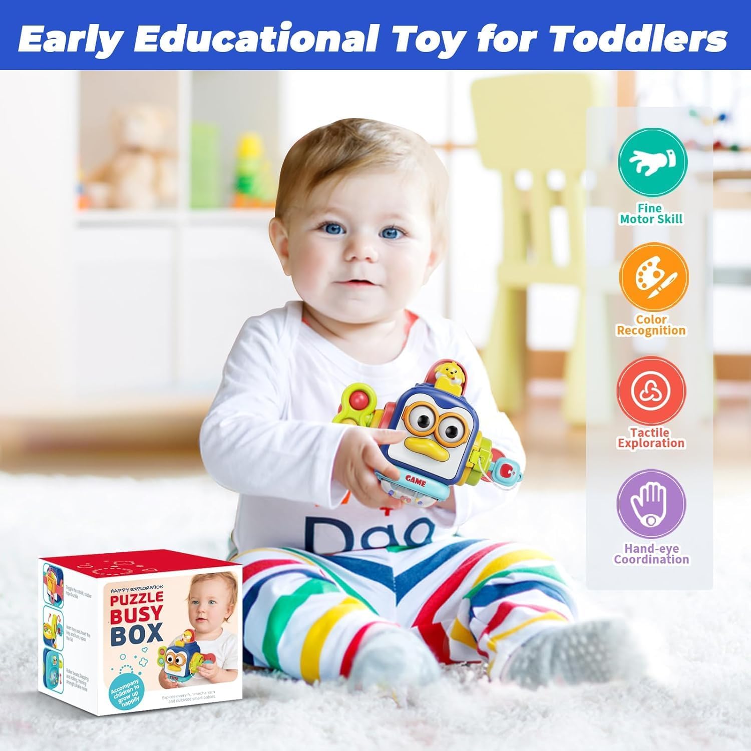 Fidtoy Penguin Travel Activity Cube Toy for Babies