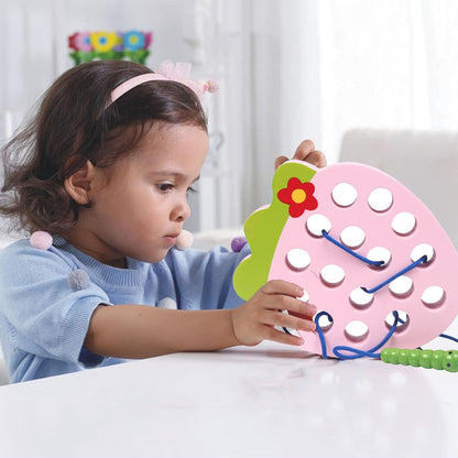 LJCM Eating Fruit, Wooden Lacing Threading Toy Promotes Exercise for 1-2 Years Old Kids (#4)