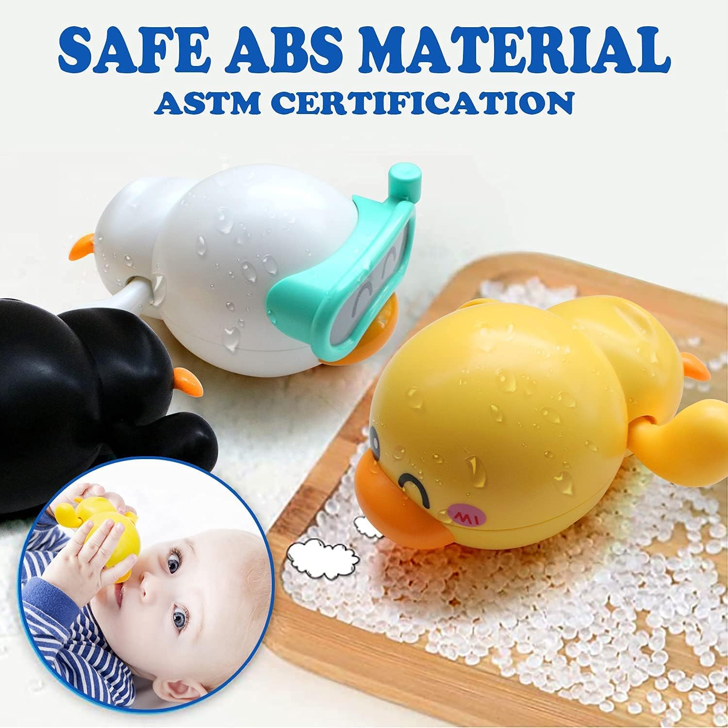 Fidtoy Wind-Up Swimming Duck Bath Toys – 3-Pack Toddler Bath Fun