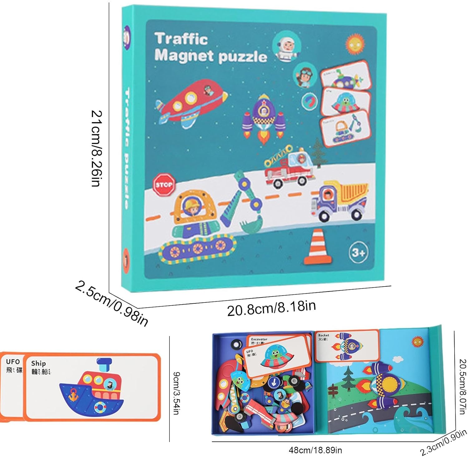 Fidtoy Magnetic Professional Figures Traffic Puzzle for Kids | Magnetic Traffic Matching Board, 26 Stickers, 8 Reference Cards, Road Safety Learning, Shape Recognition & Parent-Child Puzzle Toy Age 2-6