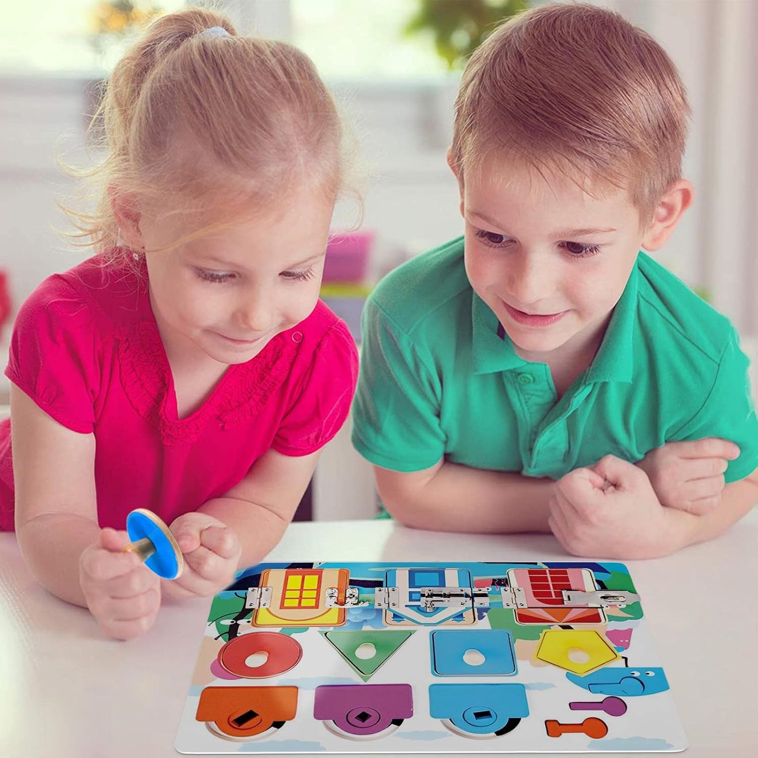 Placa de trava e trava | Travas de madeira para atividades – Placas ocupadas, placa sensorial para crianças, placa sensorial Montessori, trincos para crianças Aviere