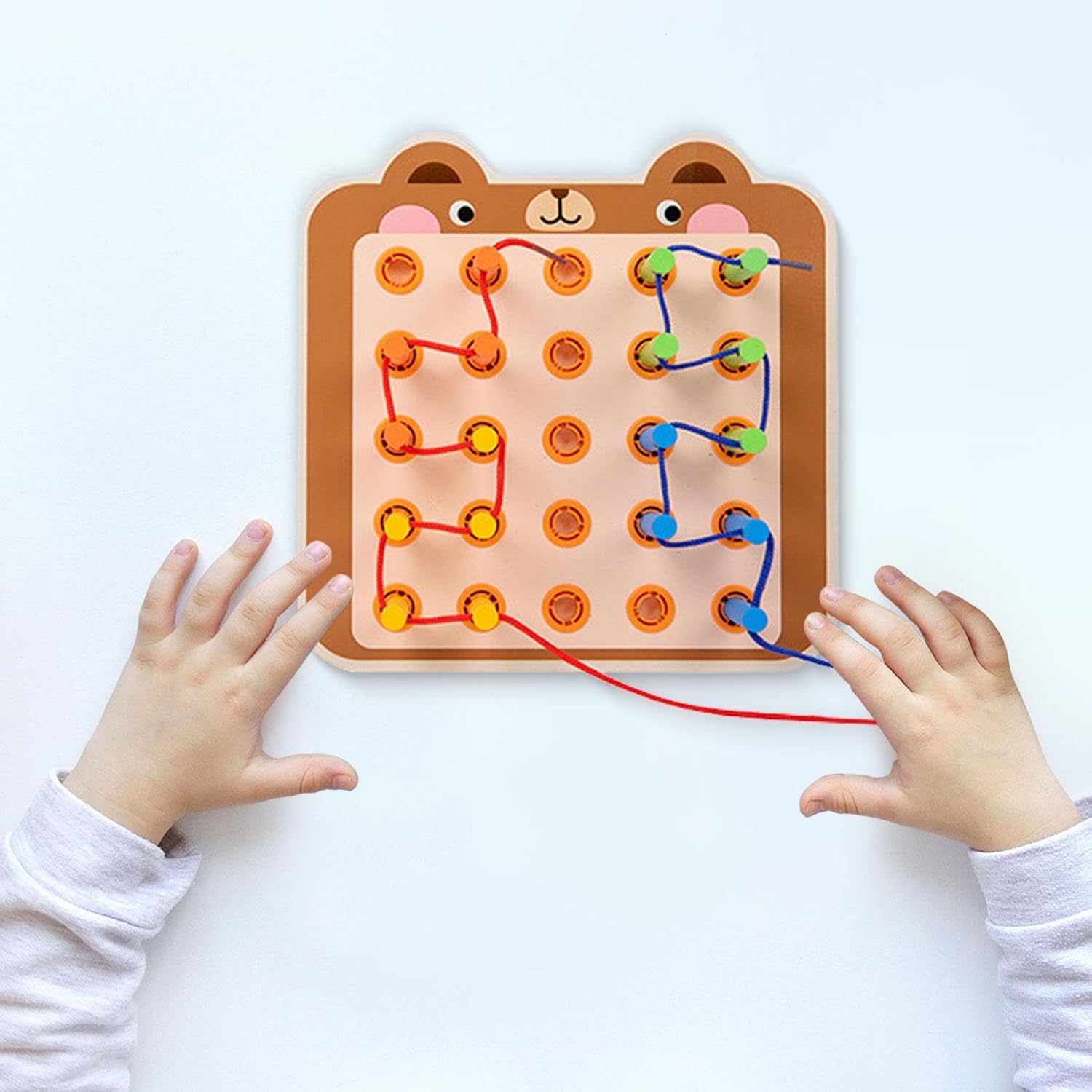 UJEAVETTE Lacing Threading Toy with Cards Travel Toy for Car Age 3 4 5 6 Airplane Bear