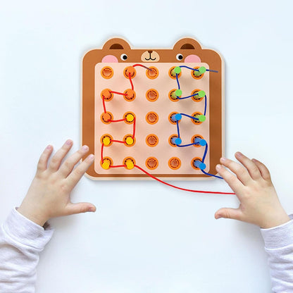 UJEAVETTE Lacing Threading Toy with Cards Travel Toy for Car Age 3 4 5 6 Airplane Bear