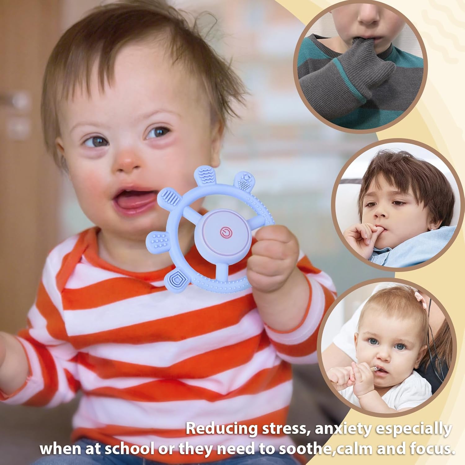 Juguete de mascar vibratorio sensorial para bebés para autismo y alivio de la dentición | Fidtoy