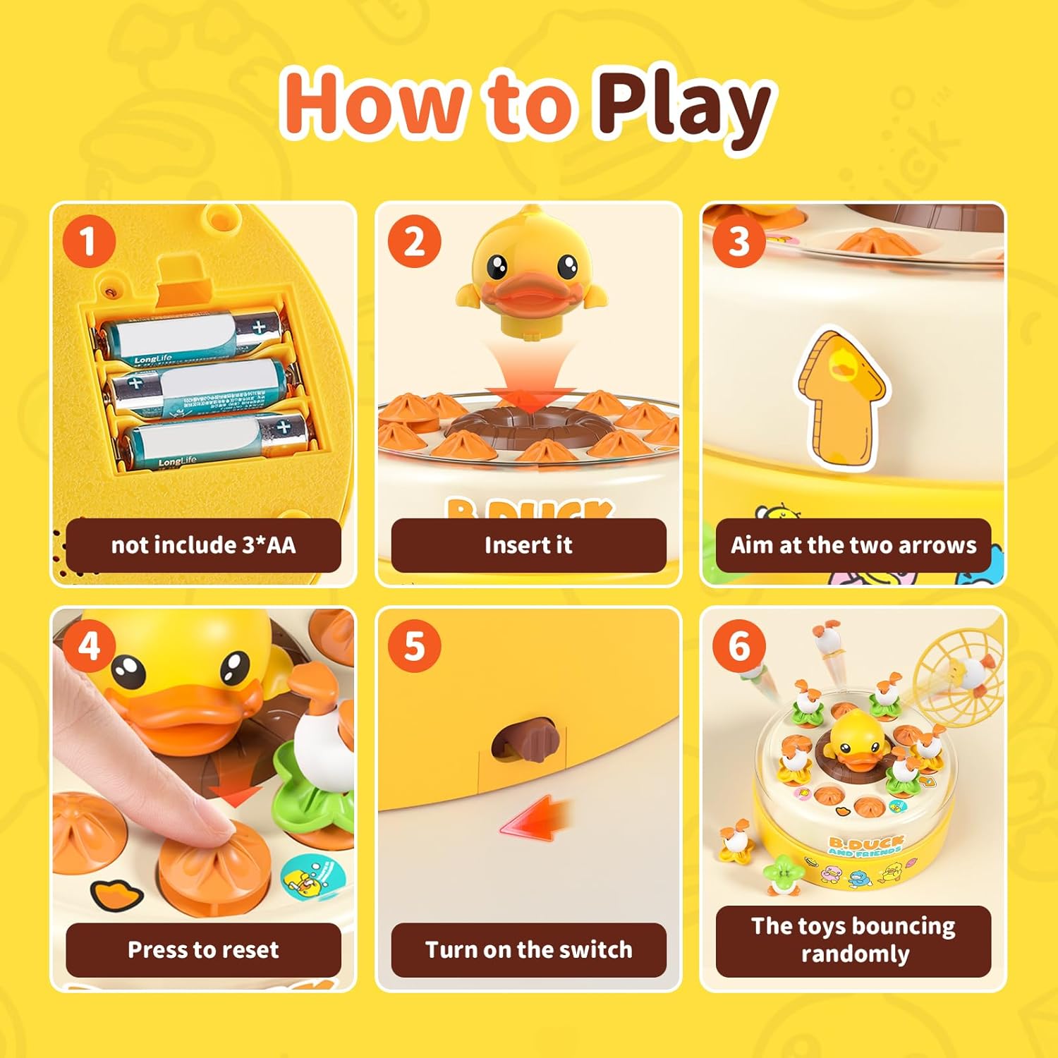 Fidtoy Duck Catching Game with Music Lights and Jumping Eggs