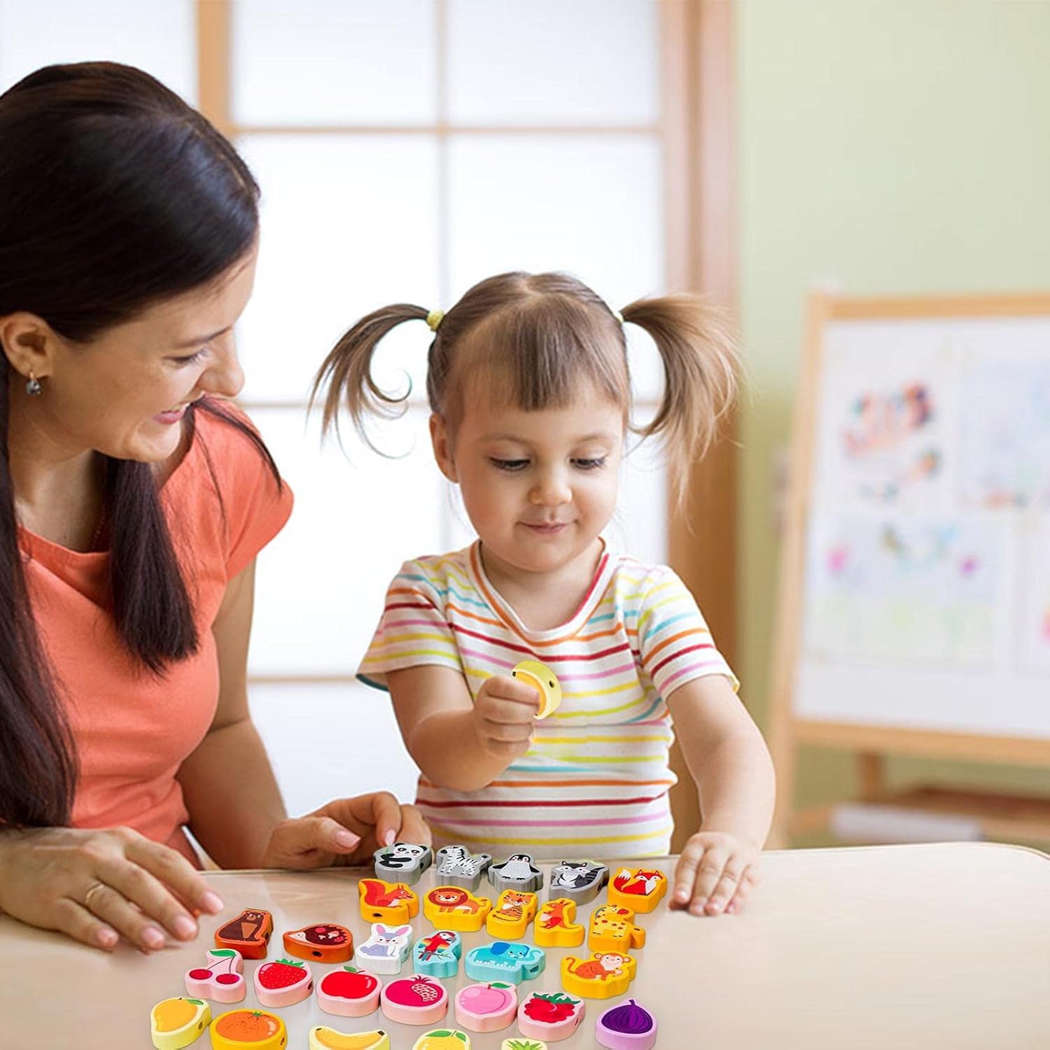 Cordones | Juego Hilo Bricolaje,Juguetes Madera para niños y niñas