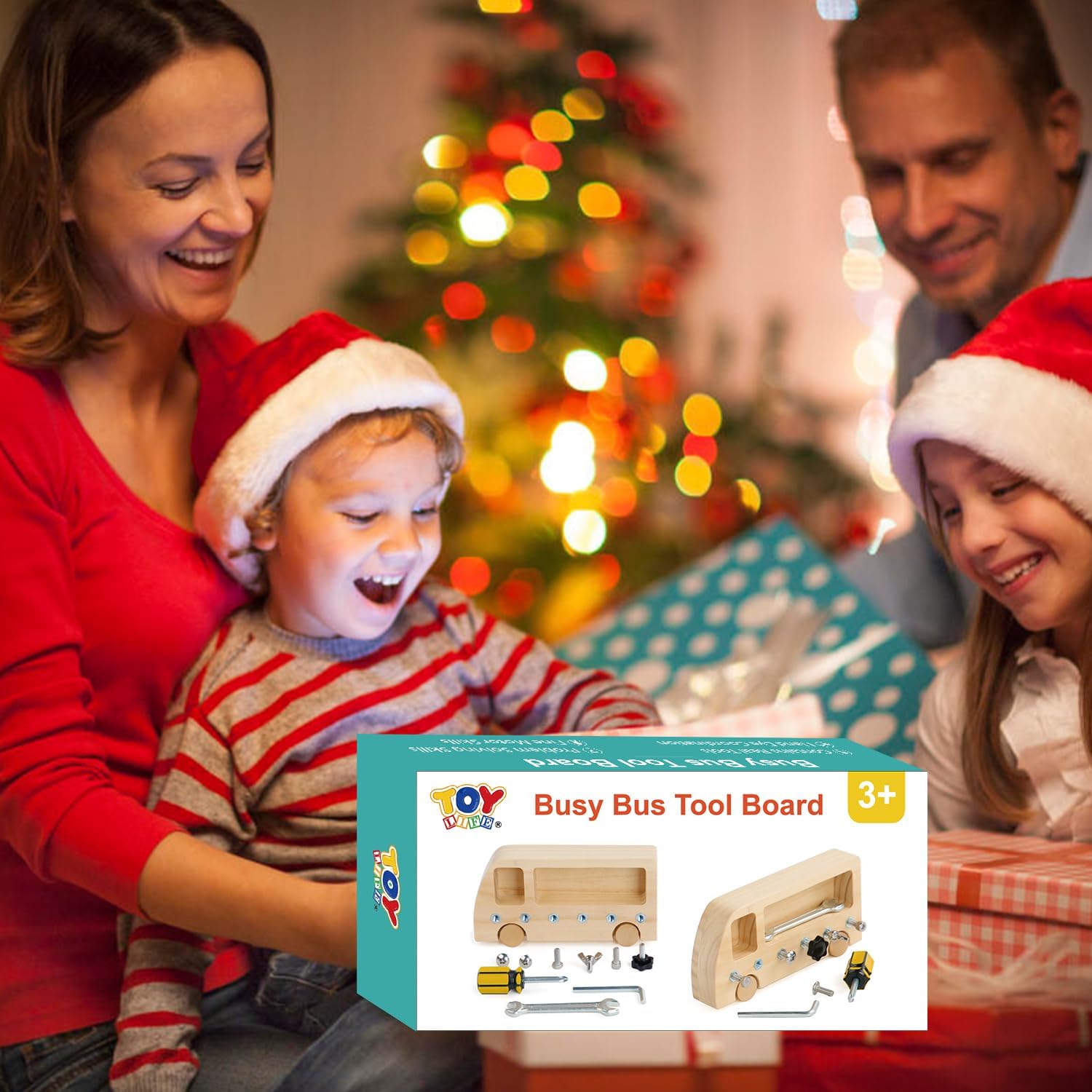 TOY Life Wooden Montessori Screwdriver Board Set for 3 4 5 Toddler & Kid, Preschool Learning Sensory Busy Bus Toys