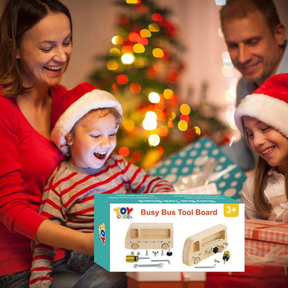 TOY Life Wooden Montessori Screwdriver Board Set for 3 4 5 Toddler & Kid, Preschool Learning Sensory Busy Bus Toys