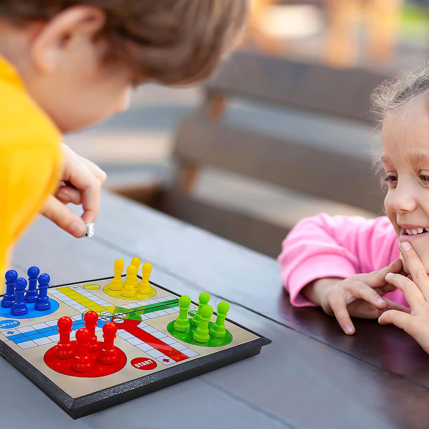 Fidtoy Magnetic Travel Ludo Family Game for Kids Foldable Portable Board Game Age 6+
