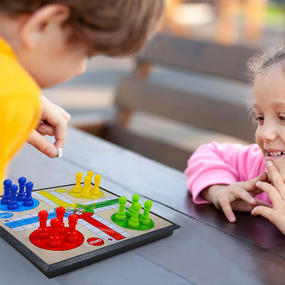 Fidtoy Magnetic Travel Ludo Family Game for Kids Foldable Portable Board Game Age 6+
