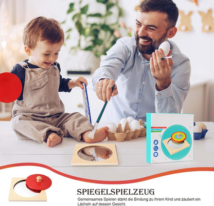 Baby Mirror Montessori Toy, Visual Mirror for Children, Mirror Baby Prone Position, Mirror Peekaboo Button Puzzle, Mirror Simple Child Safe for Babies 6-36 Months