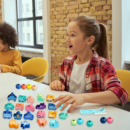 madeira com cadarço – Conjunto contas madeira DIY para crianças | Brinquedos educação infantil Montessori habilidades motoras finas para meninos 3, 4, 5 e 6 anos Liushui