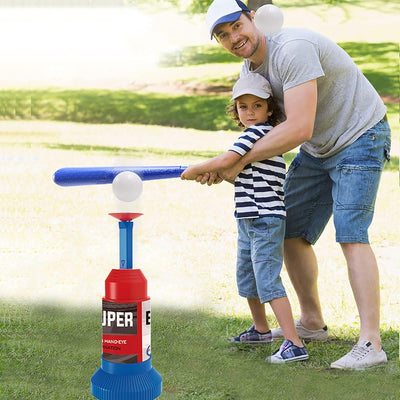 Fidtoy Baseball Sports Play Set For Kids  Beginner T Ball Batting Toy Set with Launcher, Bat and Soft Baseballs for Outdoor Practice